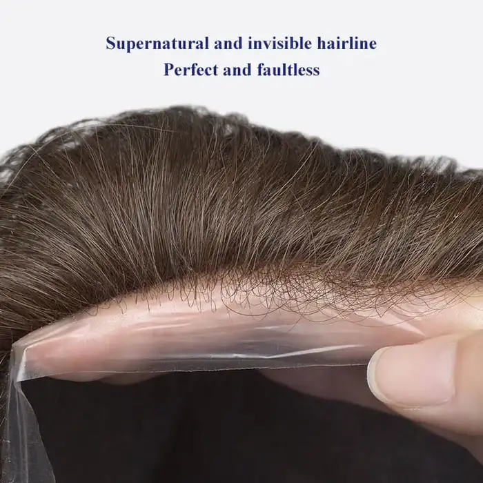 Permier mâle prothèse de cheveux Ultra-mince 0.03mm peau perruques pour hommes 6 "prothèse capillair