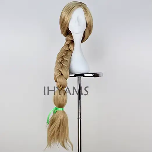 Top qualité 100 CM de Long Raiponce emmêlé blond clair droite Cosplay cheveux grande tresse pour les