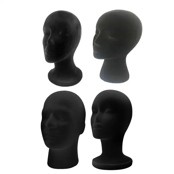 Tête de Mannequin en mousse de velours noir