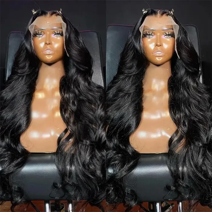 Perruque Lace Frontal Wig Body Wave brésilienne naturelle, cheveux naturels, Transparent, 13x4, 13x6