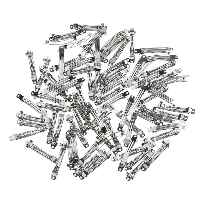 50pcs métal français Barrette pince à cheveux épingles à cheveux arc argent bricolage cheveux access