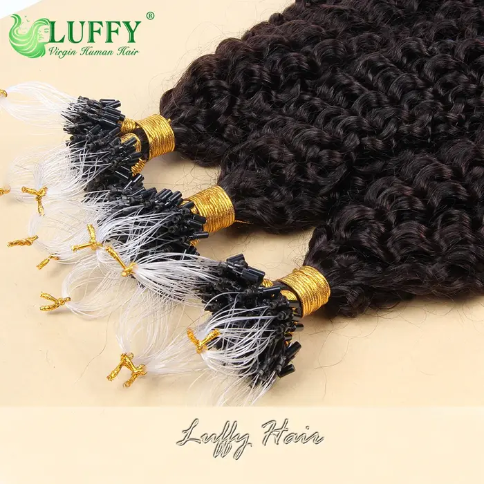 Extensions de cheveux humains bouclés crépus à micro-anneaux