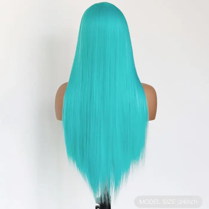 Perruque Lace Front Wig synthétique de couleur bleu menthe