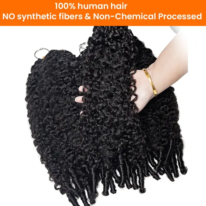 Coily End plume Crochet Extensions de cheveux humains sans noeud Invisible sans couture