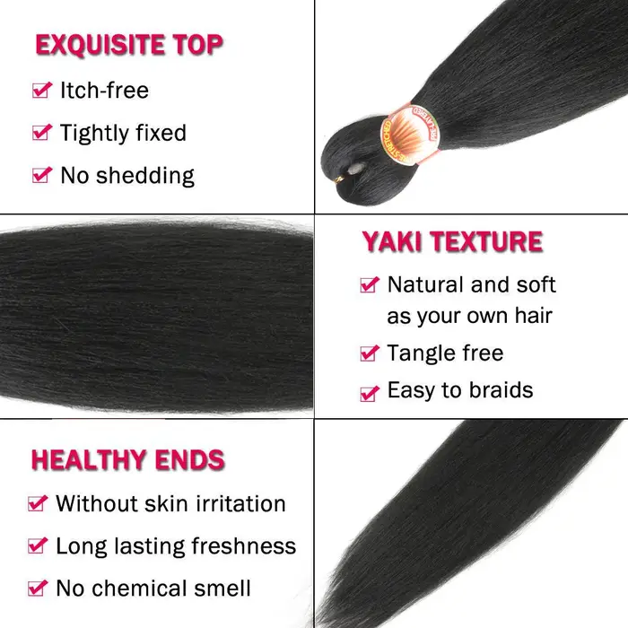 Tressage cheveux pré-étiré 26 pouces 3 paquets Yaki tressage cheveux pour tresses réglage de l'eau c