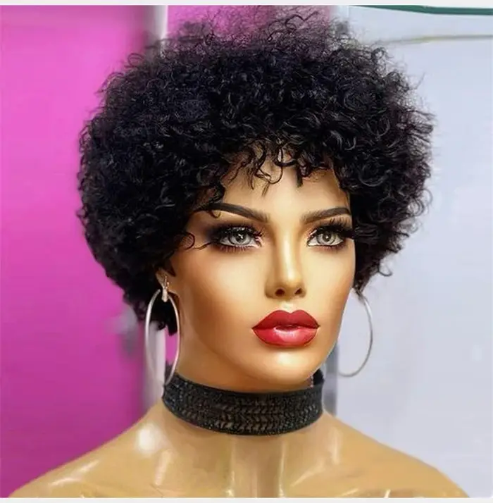 Grandes perruques rebondissantes Afro crépues bouclées pour les femmes noires pré plumées Machine perruque brésilienne
