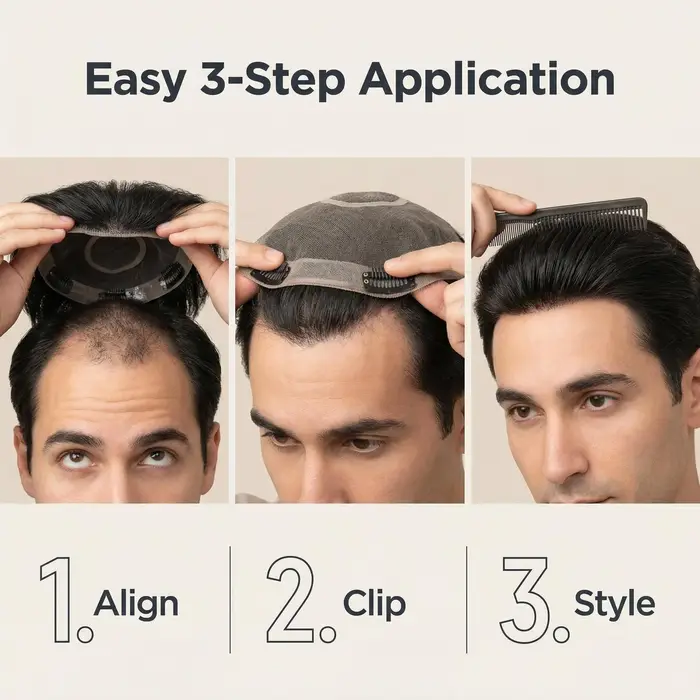 Prothèse capillaire pour homme 100% cheveux humains
