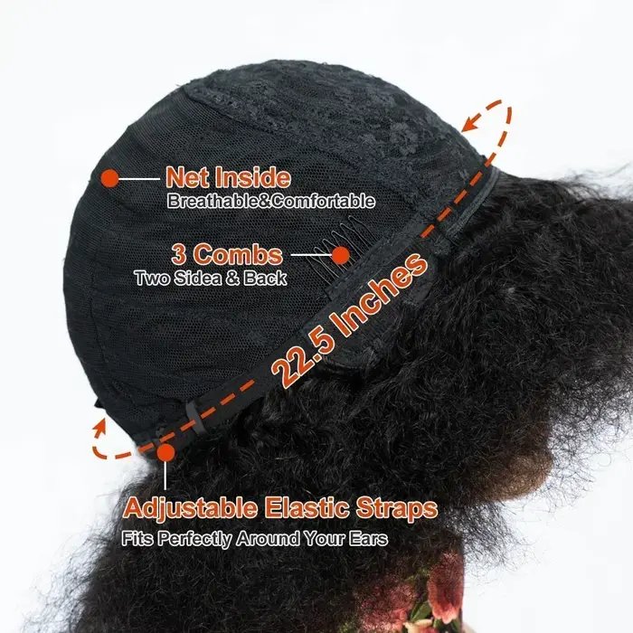 Perruque courte bouclée afro # Perruque en cheveux humains vierges de Malaisie