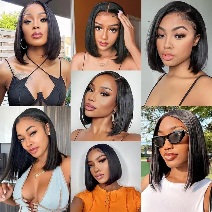 13x4 perruques sans colle cheveux humains prêt à porter perruque courte Bob porter et aller perruques sans colle droite dentelle avant perruque de cheveux humains pour les femmes