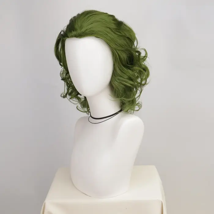 Joker – perruque synthétique courte de Clown vert, perruque bouclée pour Costume de Cosplay d'hallow