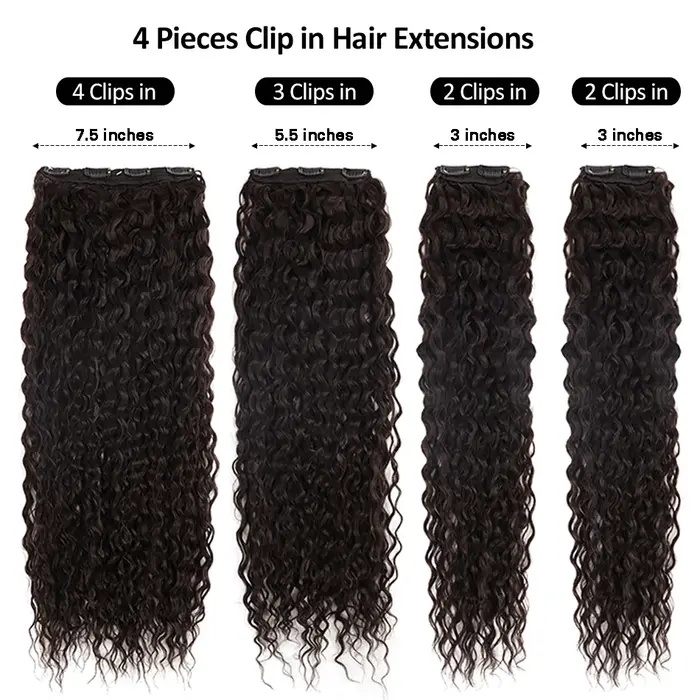 Extensions capillaires synthétiques bouclées à clips pour femmes