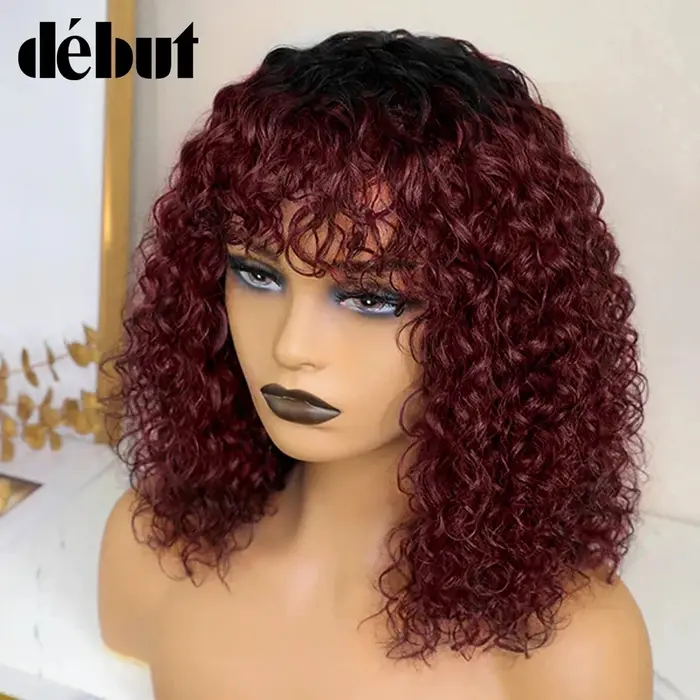 Perruque Brésilienne Naturelle avec Frange pour Femme