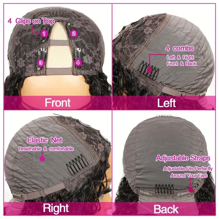 250 densité V partie perruque Bob droite perruques de cheveux humains 8-16 "pour les femmes brésilien vierge cheveux couleur naturelle fait à la Machine V forme perruque