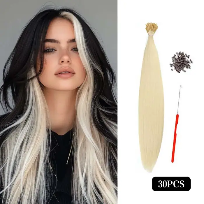 30 extensions de cheveux colorées synthétiques de 16 pouces