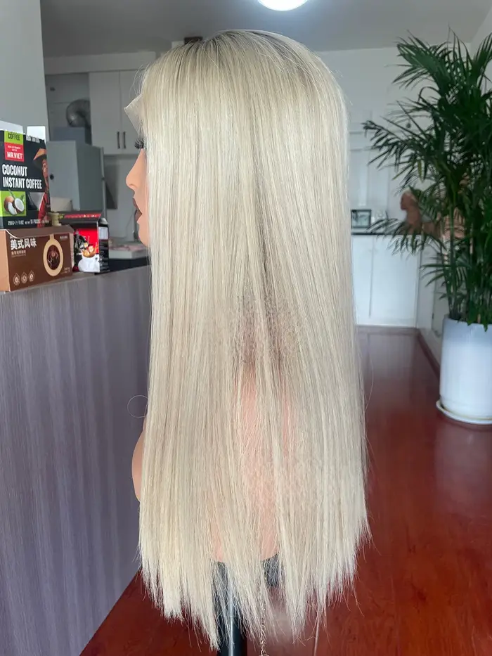 Perruques en dentelle frontale transparente de haute qualité en cheveux humains, couleur blonde cend