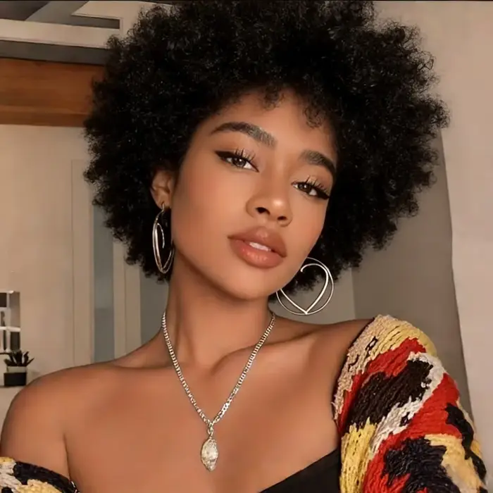 Perruque Afro Kinky Curly Pixie en cheveux humains, entièrement fabriquée à la machine, sans nœuds, 