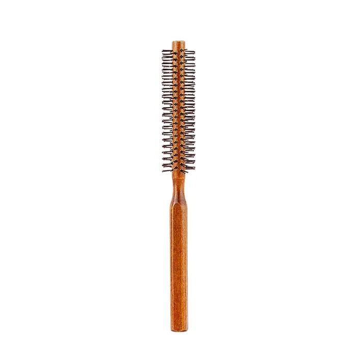 Manche en bois dents en Nylon brosse circulaire peigne à rouleau bouclé racine de cheveux moelleux