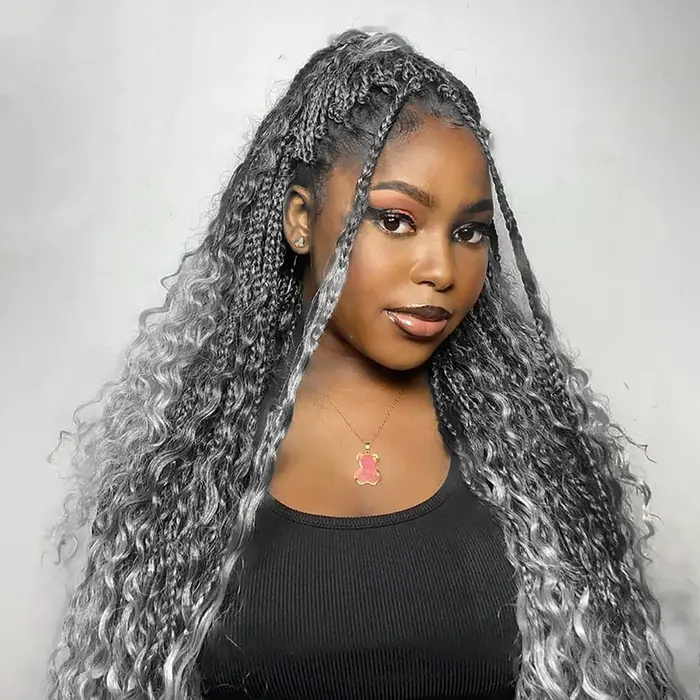 Gris vague profonde en vrac cheveux humains tressage blond gingembre bouclés