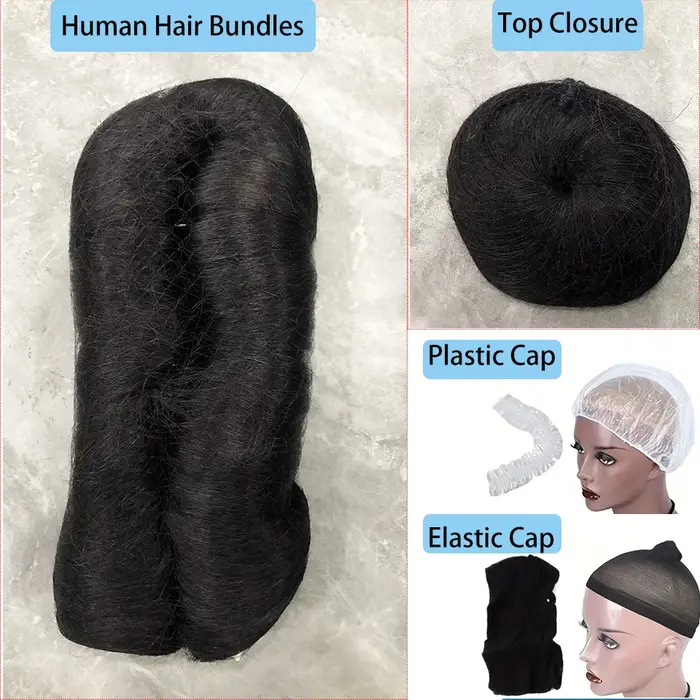 28 pièces extensions de cheveux humains courts brésiliens # 1B un paquet pour une tête complète 100% paquets
