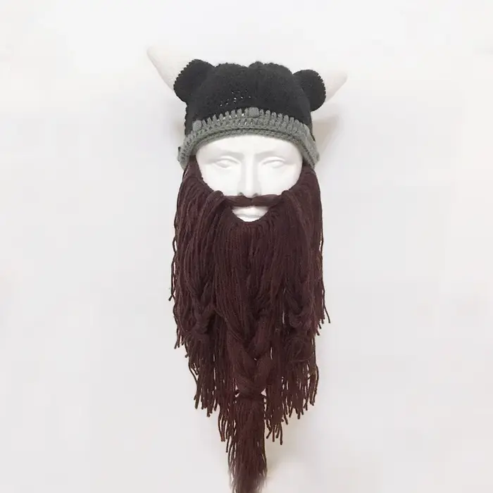 Chapeau de perruque viking à longue barbe