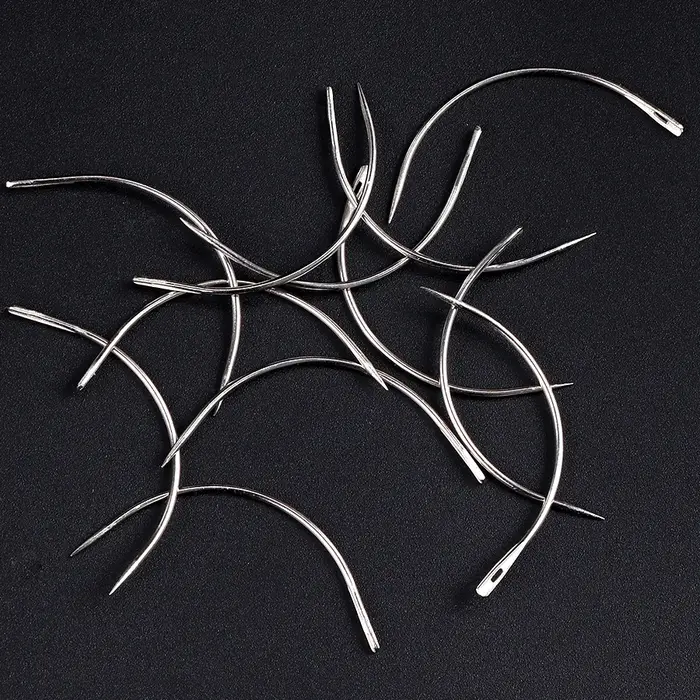 Plussign 12 pièces/lot aiguilles incurvées en acier inoxydable Type C perruque faisant des aiguilles