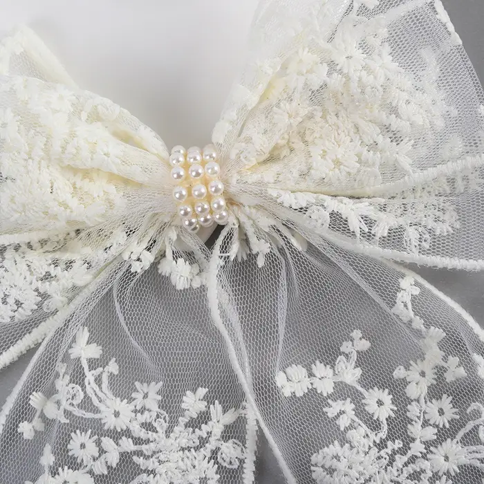 Pince à cheveux en dentelle avec nœud de fleur pour femmes