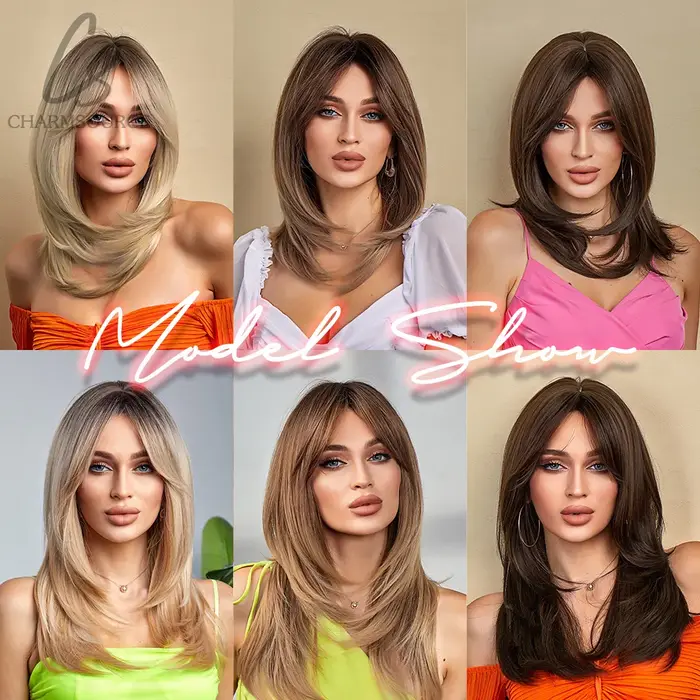Perruque synthétique lisse et naturelle
