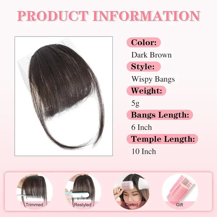 Wispy français frange de cheveux humains pince