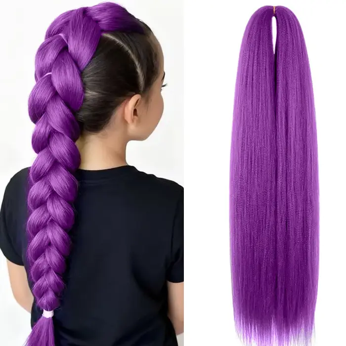 Extensions capillaires synthétiques tressées violettes
