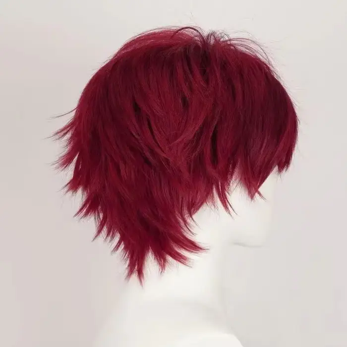 Perruque de cosplay polyvalente rouge synthétique pour hommes
