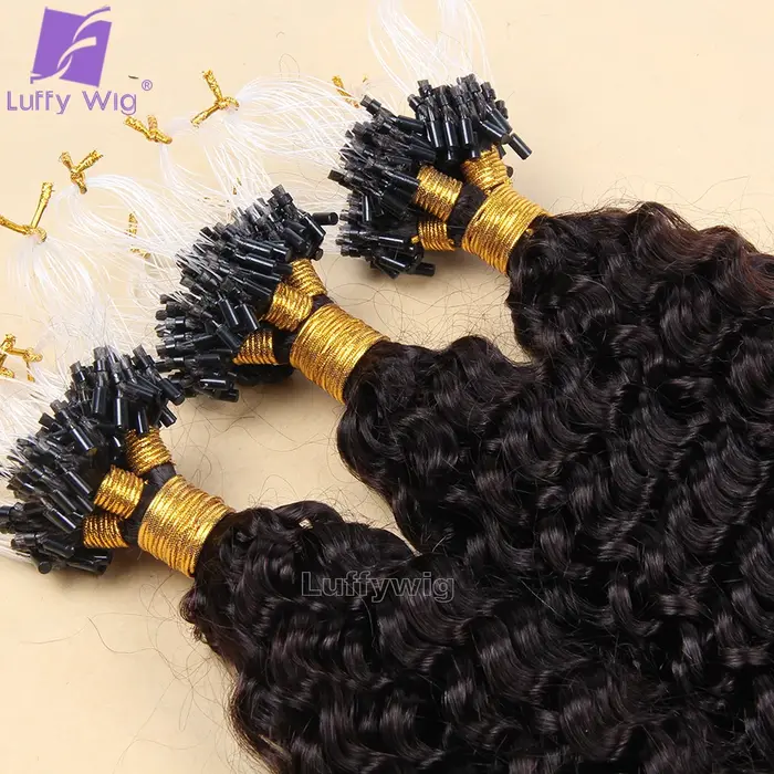 Extensions de Cheveux Humains Bouclés Microlink pour Femme Noire