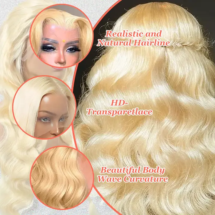 36 pouces # 613 miel blond 220% densité vague de corps 13x4 13x6 HD Transparent dentelle frontale pe