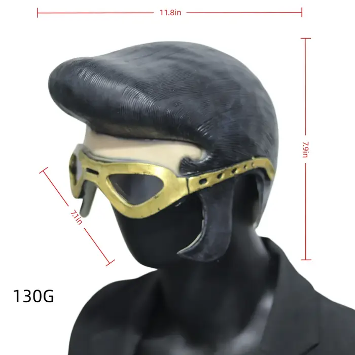 Masque de style rock vintage avec lunettes dorées et coiffure pompadour noire pour costume de fête pour homme
