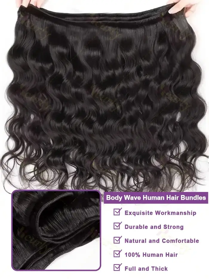 Extensions de Cheveux Humains Vierges Ondulés Non Traités Double Drawn Body Wave Raw 1 3 4 en Paquet