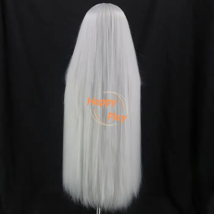 Qualité synthétique Volume épais 500g 39 "100 cm perruque de Cosplay Anime droite avec Bang blanc gris argent Palette de couleurs perruques de base