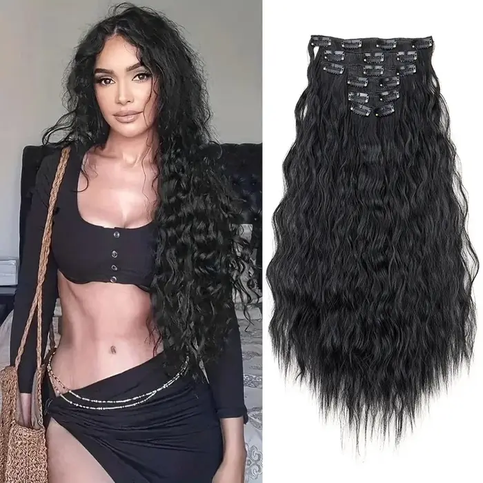 Extensions de cheveux synthétiques ondulés de 24 pouces