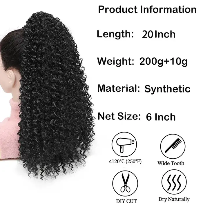 Longue queue de cheval de cheveux bouclés moelleux pour les femmes Extensions