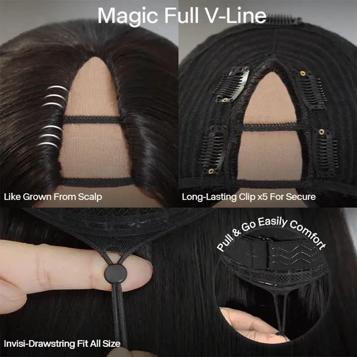 Perruque en U en cheveux humains