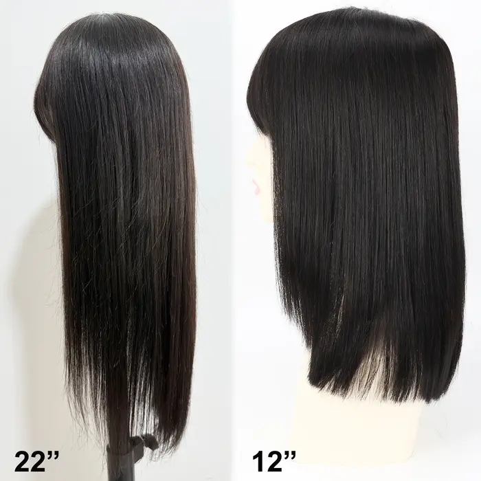 Perruque de cheveux humains européens vierges avec frange