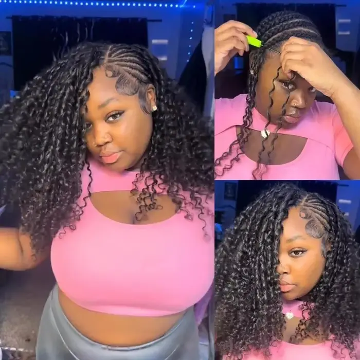 Extensions de cheveux humains bouclés au crochet, pré-séparées, sans nœuds, pour tresses, pour femme