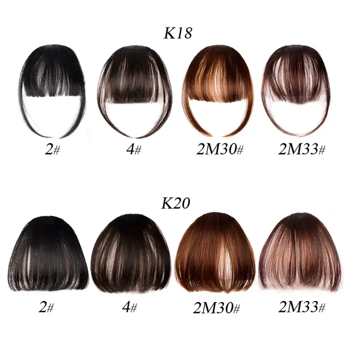 Frange à Air synthétique naturelle courte marron noir, Extension de faux cheveux, 1 Clip, postiches,