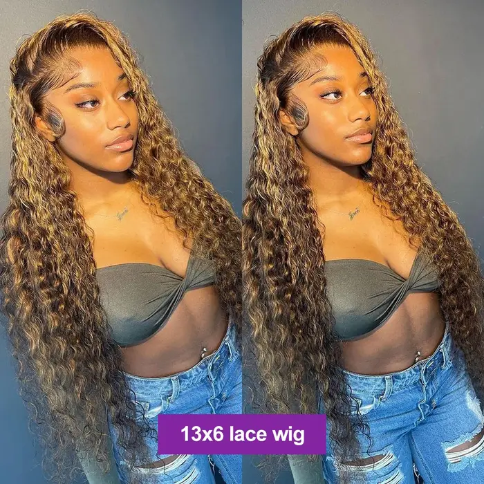Silkwave mettre en évidence 13x6 dentelle frontale perruque cheveux humains vague profonde 13x4 Hd