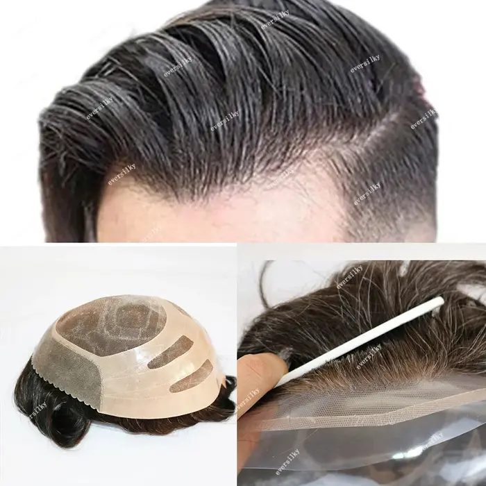 Durable NPU Bond 100% cheveux humains hommes nouvelle toupet Fine Mono Base avec PU gris prothèse na