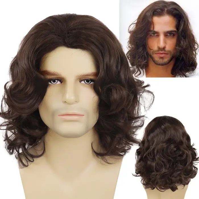 Perruque synthétique marron pour hommes