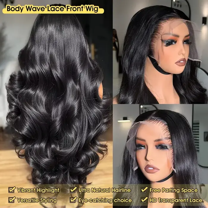 Perruques de cheveux humains brésiliens 220 Density Body Water Wave 13x6 HD Lace Frontal, 30-40 pouc