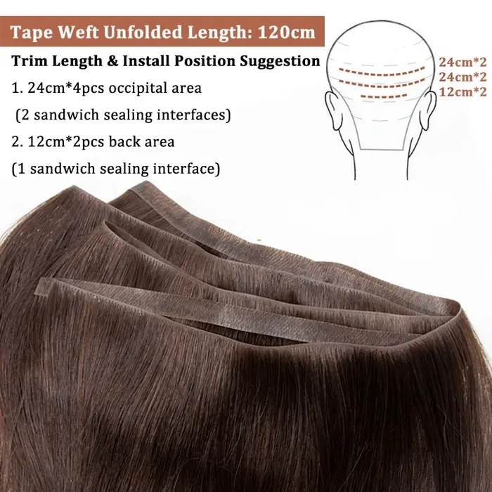 Bande injectée dans les Extensions de cheveux Invisible longue bande PU trame paquets de cheveux hum