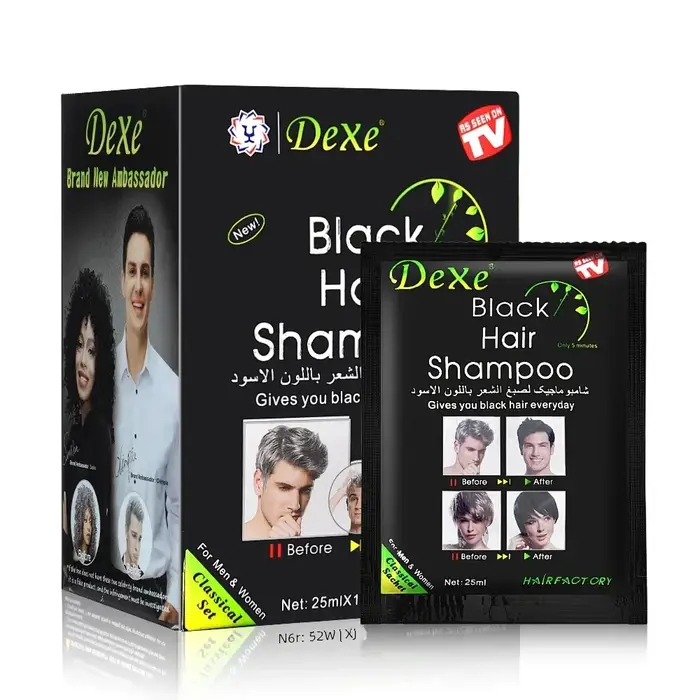 Dexe – shampoing pour cheveux noirs rapides, 5 minutes, devenir rapide, teinture pour cheveux noirs,