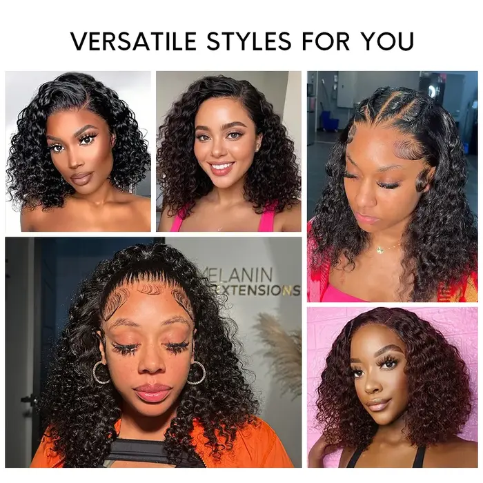 Ali Annabelle court Bob crépus bouclés 13x4 dentelle frontale perruque cheveux humains