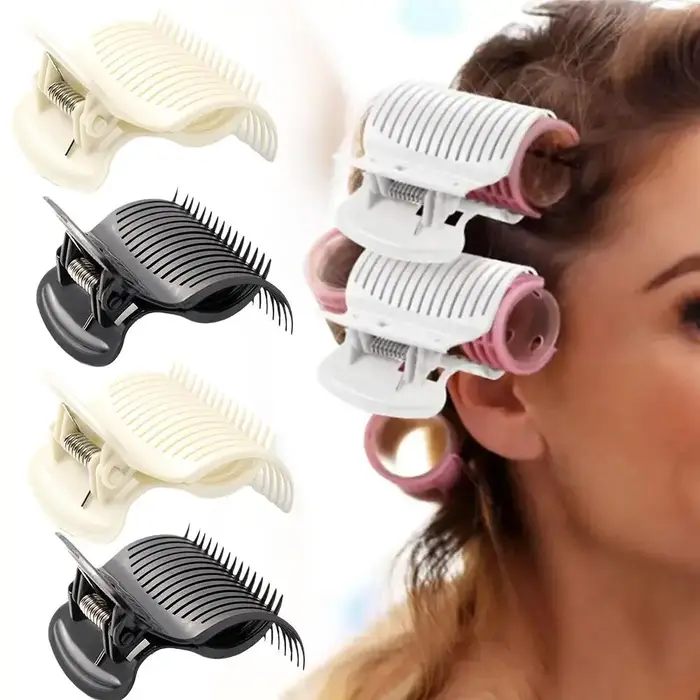 Lot de 12 pinces à cheveux noires/blanches pour bigoudi
