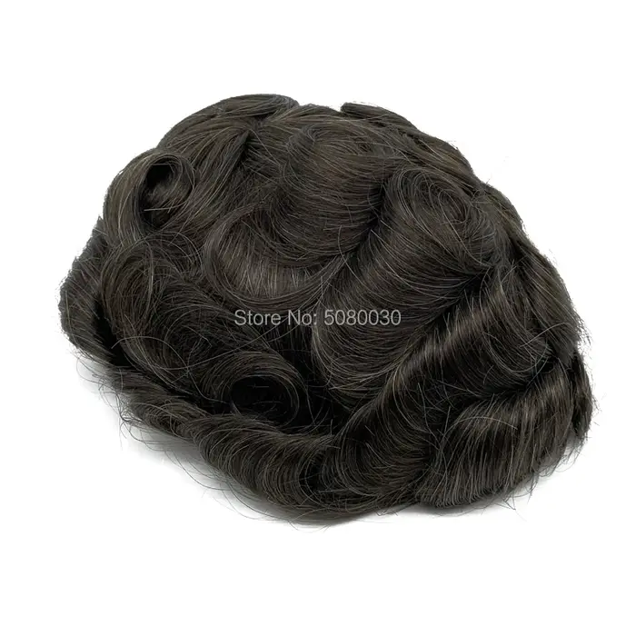 Toupet en cheveux Remy avec dentelle autour de Pu pour hommes